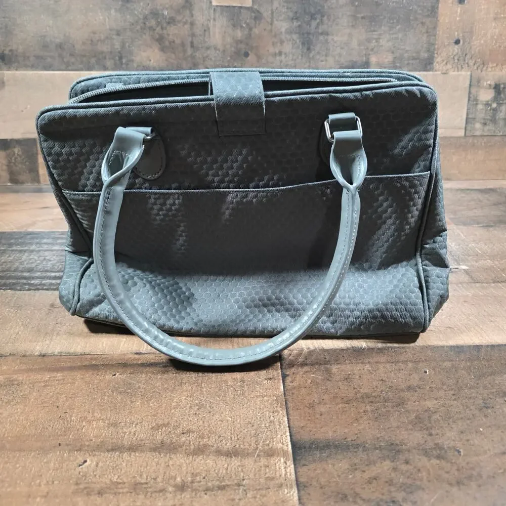Baggallini Geometric Gray Satchel Top Handle Zip w/ Detachable Strap New